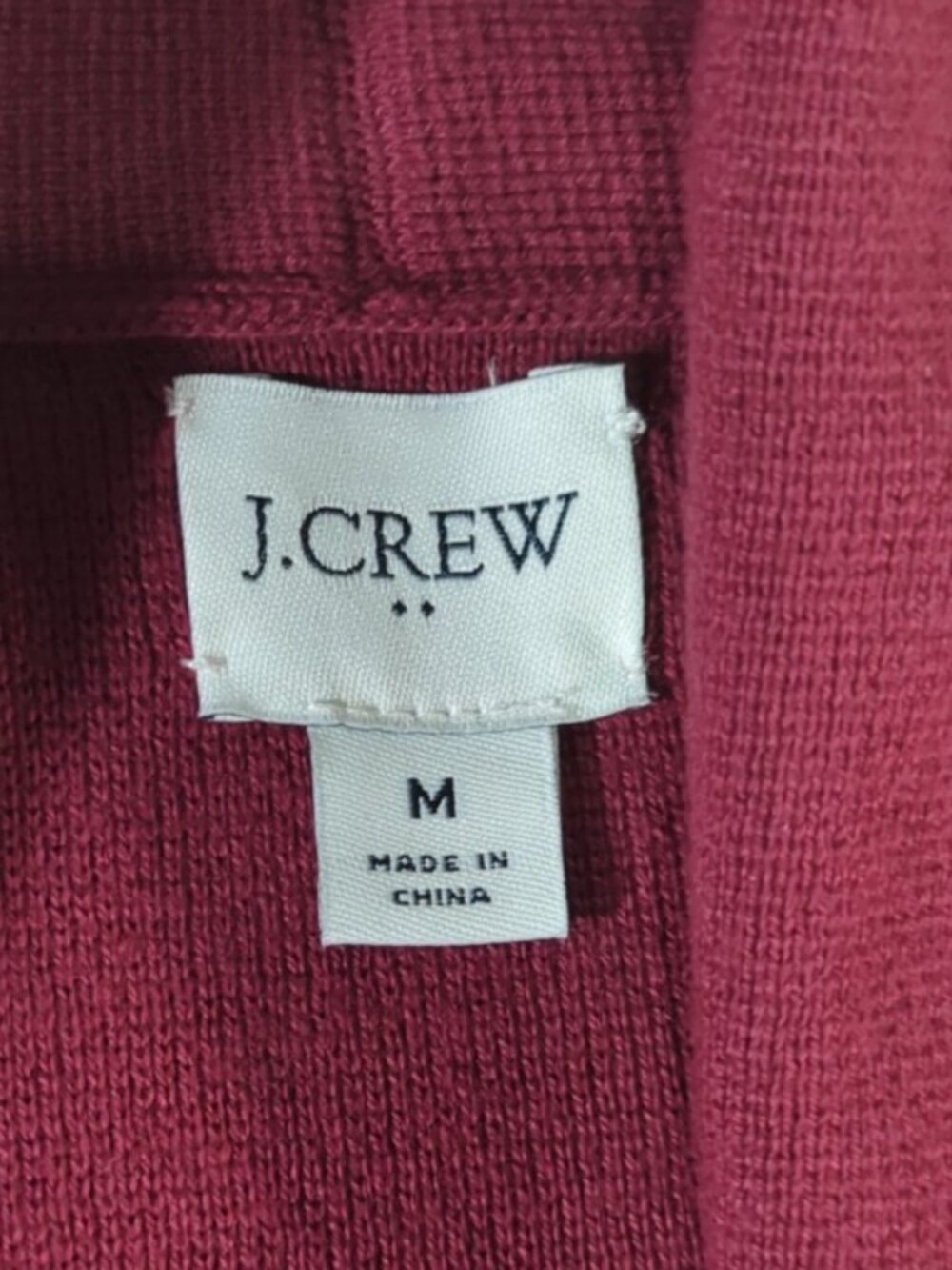 J.Crew Burgundy Wine Shawl Collar Open Front Knit Cardigan Sweater Pockets - Med - Picture 4 of 9